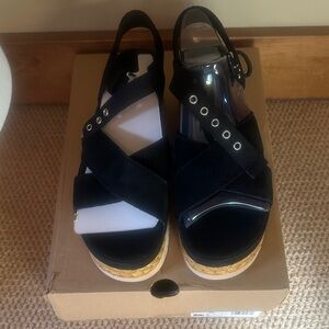UGG Black and Tan Platform Sandals